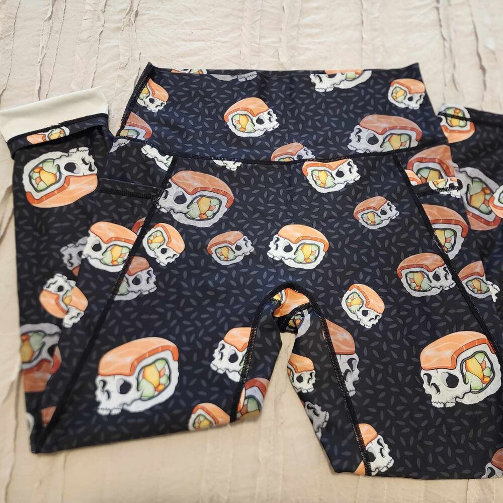 Skull Sushi Print Women's Leggings